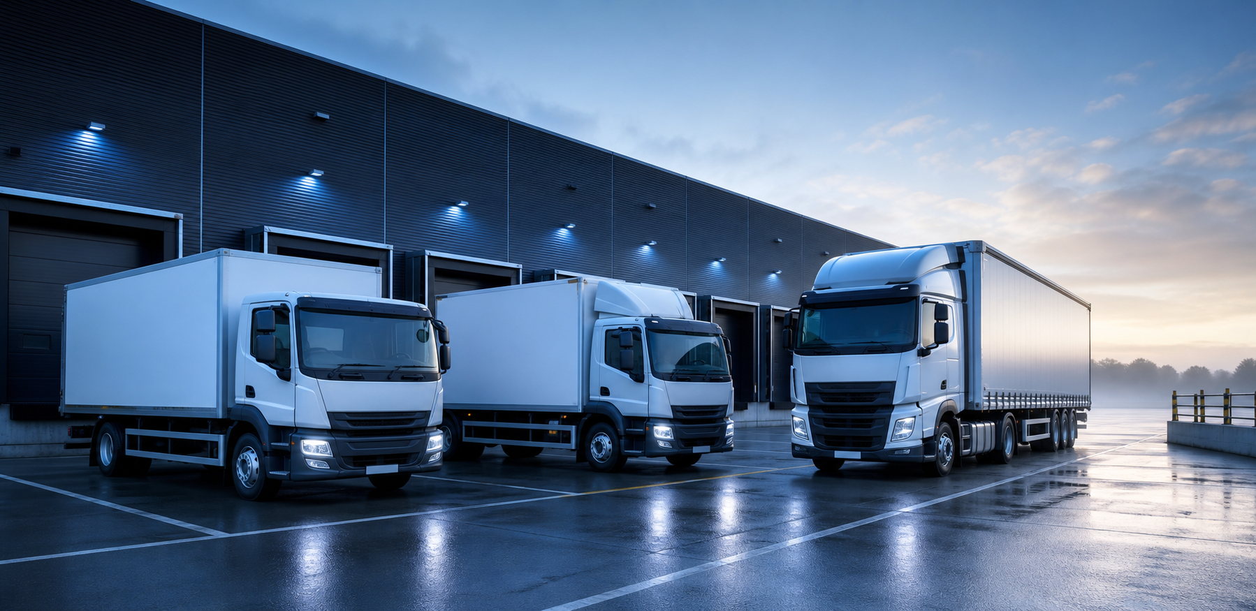 Modern truck fleet at a UK distribution centre